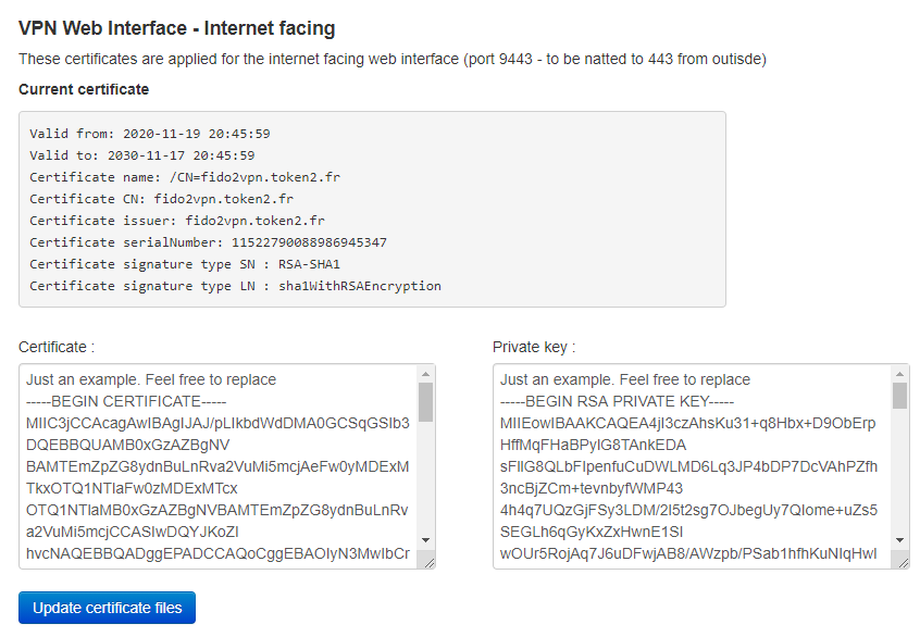 TOTPRadius - Web Server and LDAPS certificates