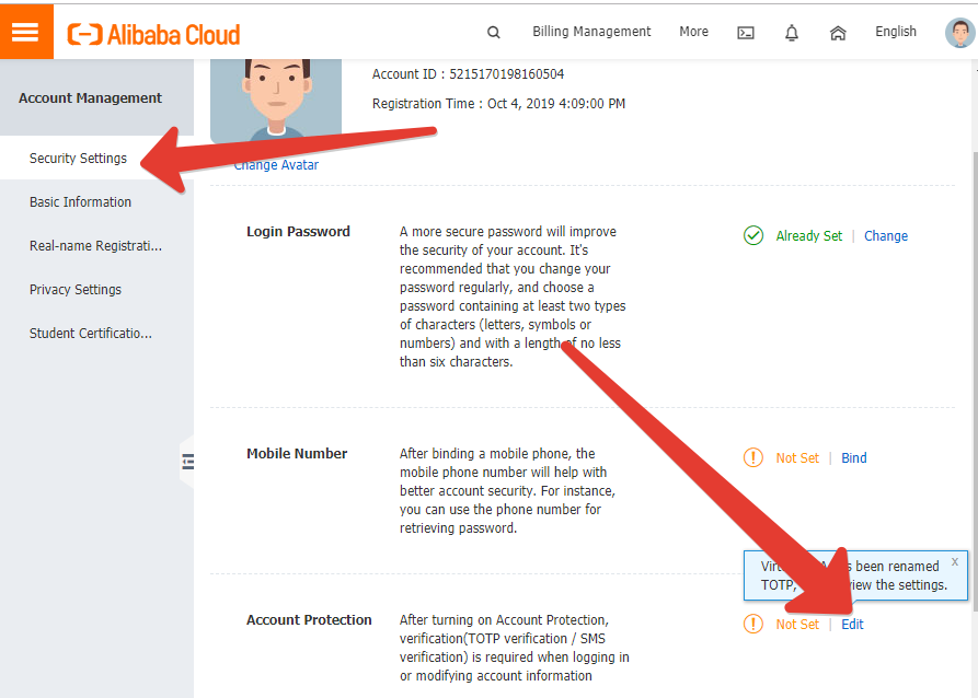 Enable a Token2 Programmable hardware token for an Alibaba Cloud account