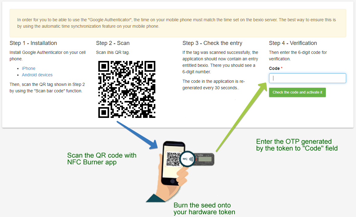 Hardware token for Bexio two-factor authentication